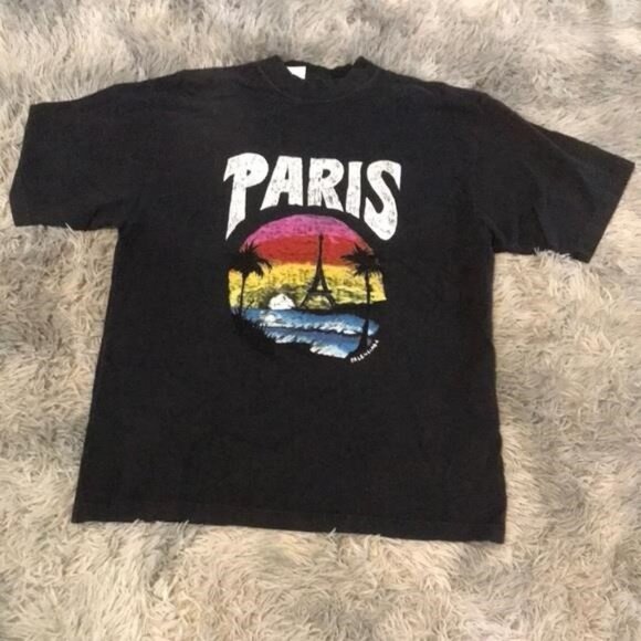 New Authentic BALENCIAGA Paris Sunset Graphic T-Shirt Oversize fit size XS - Picture 8 of 13